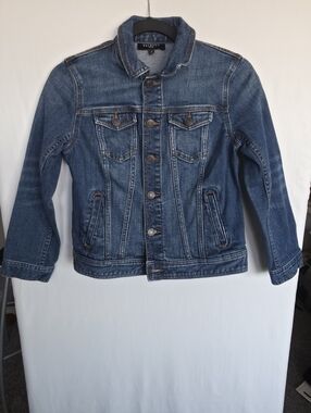 Talbots Petite Classic Jean Jacket Size P XS Blue Wash Metal Button Front
